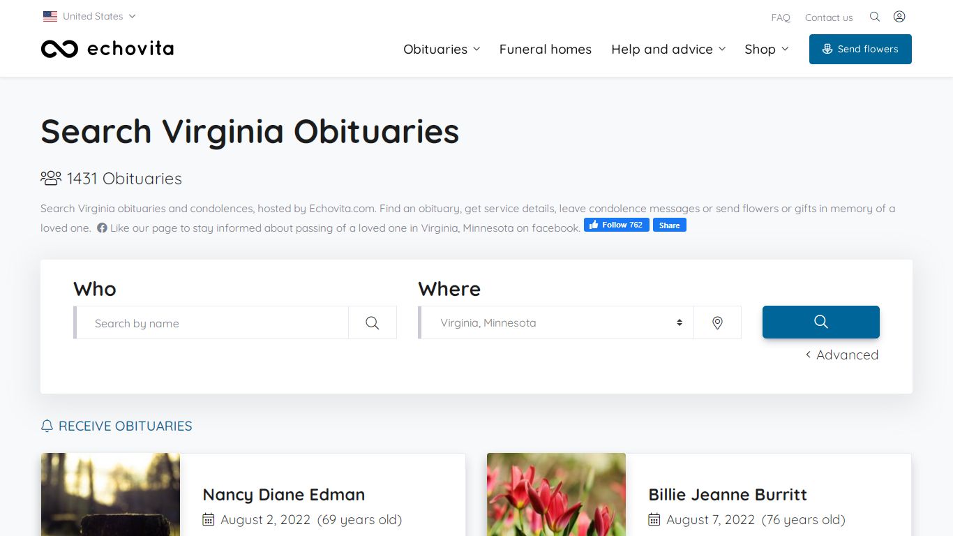 Virginia Obituaries - Latest Obituaries in Virginia, MN - Echovita